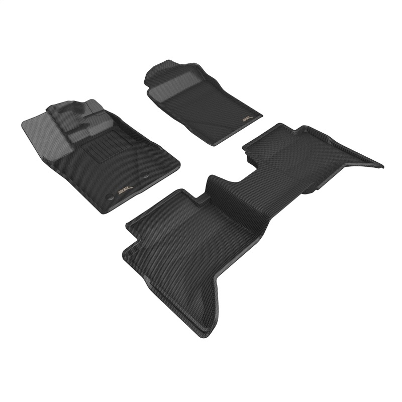 Ford Ranger Supercrew Floor Mat Set - 3D MAXpider - KAGU - Black - `24-`26